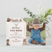 カウボーイ素朴ファーストRodeo 1stバースデーフォト 招待状 (スタンド正面)