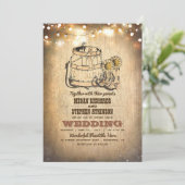 カウボーイ素朴ブーツとストリングライト秋の結婚式 招待状 (スタンド正面)