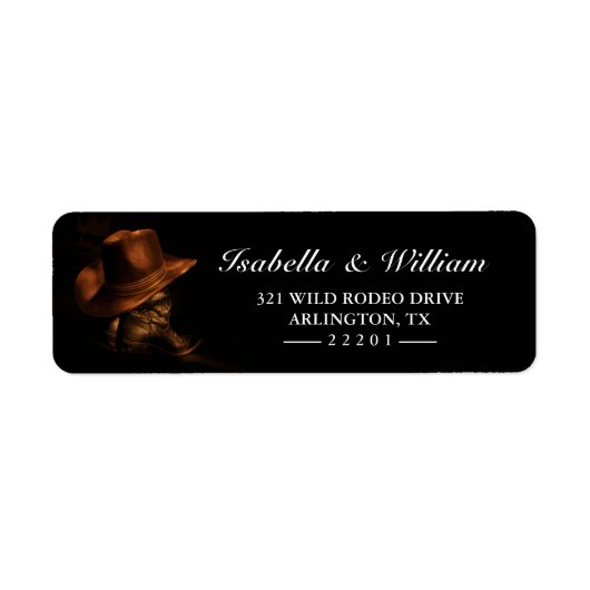 カウボーイ素朴ブーツとハットカントリー結婚式 ラベル (正面)