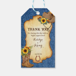 カウボーイ素朴ブーツとハットサンフラワーデニム ギフトタグ