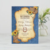 カウボーイ素朴ブーツとハットサンフラワーデニム 招待状 (スタンド正面)