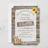 カウボーイ素朴ブーツとハットサンフラワー結婚ズ 招待状 (正面)