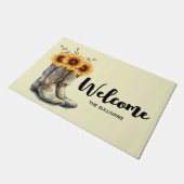 カウボーイ素朴ブーツとヒマワリへようこそ ドアマット (アングル)