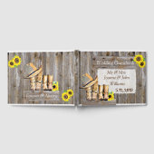 カウボーイ素朴ブーツとヒマワリ結婚ズ ゲストブック (全面)