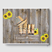 カウボーイ素朴ブーツとヒマワリ結婚ズ ゲストブック (裏面)