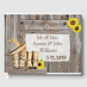 カウボーイ素朴ブーツとヒマワリ結婚ズ ゲストブック (正面)