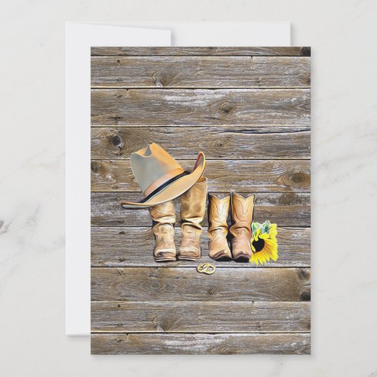 カウボーイ素朴ブーツとヒマワリ結婚ズ 招待状 (裏面)