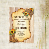 カウボーイ素朴ブーツと帽子ひまわり水色 招待状