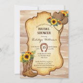 カウボーイ素朴ブーツと帽子ひまわり水色 招待状 (正面)