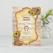 カウボーイ素朴ブーツと帽子ひまわり水色 招待状 (スタンド正面)