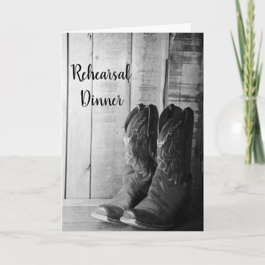 カウボーイ素朴ブーツのリハ結婚ーサルディナー 招待状 (正面)