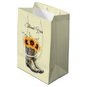 カウボーイ素朴ブーツひまわり付きサンフラワー ミディアムペーパーバッグ (裏面アングル)