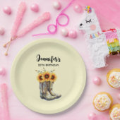 カウボーイ素朴ブーツひまわり誕生日 ペーパープレート (パーティー)