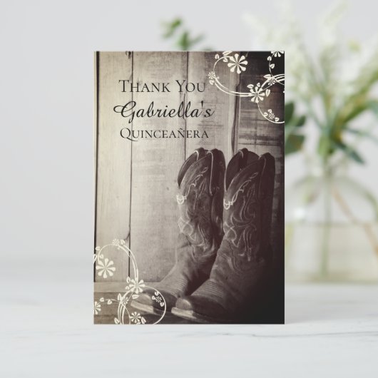 カウボーイ素朴ブーツウェスタンキンセニェラありがとう サンキューカード (スタンド正面)