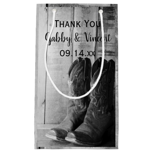 カウボーイ素朴ブーツウェスタン結婚の感謝 スモールペーパーバッグ (正面)