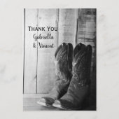 カウボーイ素朴ブーツウェスタン結婚の感謝 ノートカード (正面)