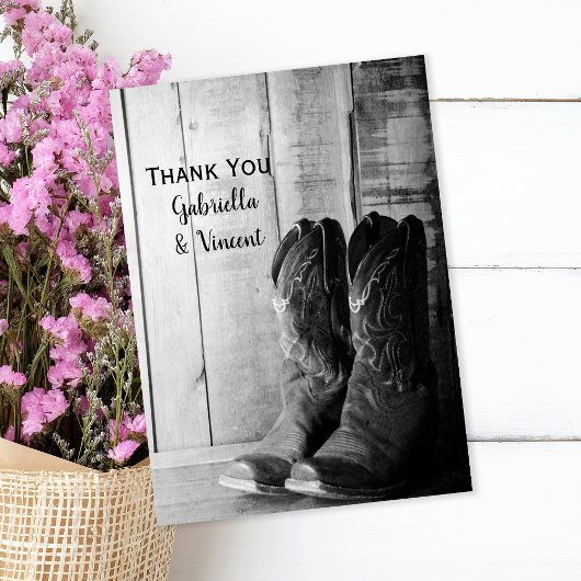 カウボーイ素朴ブーツウェスタン結婚の感謝 ノートカード