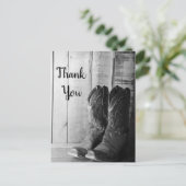 カウボーイ素朴ブーツウェスタン結婚の感謝 ポストカード (スタンド正面)