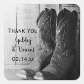 カウボーイ素朴ブーツウェスタン結婚ズサンキューユーラベル スクエアシール (正面)