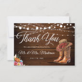 カウボーイ素朴ブーツウェスタン結婚ズ サンキューカード (正面)