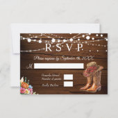 カウボーイ素朴ブーツウェスタン結婚ズ 出欠カード (正面)