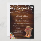 カウボーイ素朴ブーツウェスタン結婚ズ 招待状 (正面)