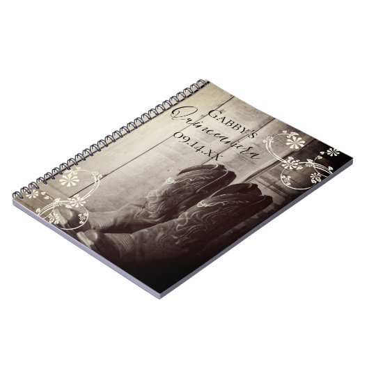 カウボーイ素朴ブーツウエスタンキンセアニラゲストブック ノートブック (左側)