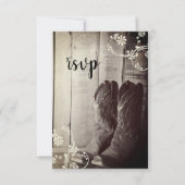 カウボーイ素朴ブーツカントリーウェスタンウェディングRSVP 出欠カード (正面)