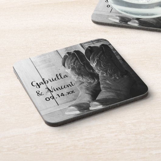 カウボーイ素朴ブーツカントリーウェスタン結婚ズ コースター (左側)