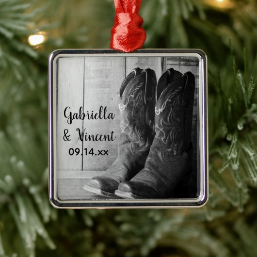 カウボーイ素朴ブーツカントリーウェスタン結婚ズ メタルオーナメント (ツリー)