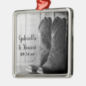 カウボーイ素朴ブーツカントリーウェスタン結婚ズ メタルオーナメント (左)