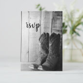 カウボーイ素朴ブーツカントリーウェディングRSVP応答 出欠カード (スタンド正面)