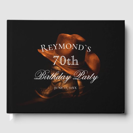 カウボーイ素朴ブーツカントリー誕生日ゲストブック ゲストブック (正面)