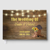 カウボーイ素朴ブーツサンフラワーウェスタン結婚ズフォイル ゲストブック (正面)