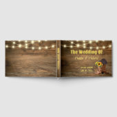 カウボーイ素朴ブーツサンフラワーウェスタン結婚ズフォイル ゲストブック (全面)