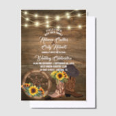 カウボーイ素朴ブーツサンフラワーウェスタン結婚ズ ベラム紙招待状 (オフセット)