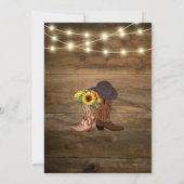 カウボーイ素朴ブーツサンフラワーウェスタン結婚ズ 招待状 (裏面)