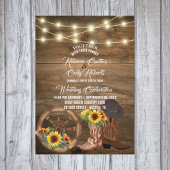 カウボーイ素朴ブーツサンフラワーウェスタン結婚ズ 招待状