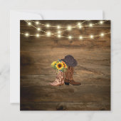 カウボーイ素朴ブーツサンフラワーウェスタン結婚ズ 招待状 (裏面)