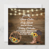 カウボーイ素朴ブーツサンフラワーウェスタン結婚ズ 招待状 (正面)