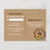 カウボーイ素朴ブーツサンフラワーウェスタン結婚式RSVP ポストカード (裏面)