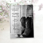 カウボーイ素朴ブーツスウィート16バーンバースデーパーティー 招待状