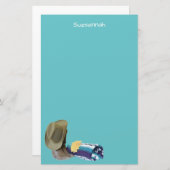 カウボーイ素朴ブーツハットブルーパープルブランケットカスタム 便箋 (正面/裏面)