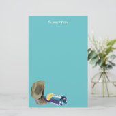 カウボーイ素朴ブーツハットブルーパープルブランケットカスタム 便箋 (スタンド正面)