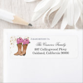 カウボーイ素朴ブーツピンクローズ差出人住所ラベル ラベル (インサイチュ)