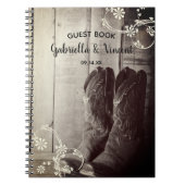 カウボーイ素朴ブーツフラワーズウェスタン結婚ズ ノートブック (正面)