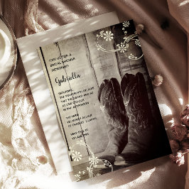 カウボーイ素朴ブーツフローラウェスタンブライダルシャワー 招待状