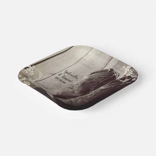 カウボーイ素朴ブーツフローラウェスタン結婚ズ ペーパープレート (傾斜あり)