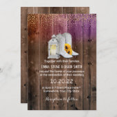 カウボーイ素朴ブーツランタン金ゴールド結婚紙吹雪 招待状 (正面/裏面)