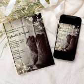 カウボーイ素朴ブーツランチフローラ婚約パーティ 招待状